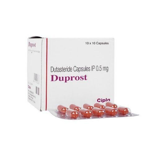 두프로스트(DUPROST) 0.5mg 제품입니다. 시플라에서 제조한 두타스테리드 성분으로 탈모 억제와 전립선 건강 개선에 도움을 줍니다. 두프로스트 구매대행 제품 박스 - 시플라 두타스테리드 0.5mg