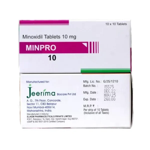 민프로10 구입 가이드 득모 제품 박스 - 미녹시딜 10mg 경구용