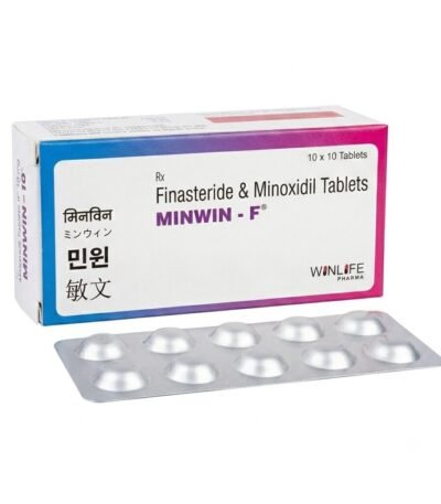 민윈 F 직구 탈모 제품 박스 - 피나스테리드 1mg + 미녹시딜 5mg 복합 탈모 치료제. 털나라 직구몰