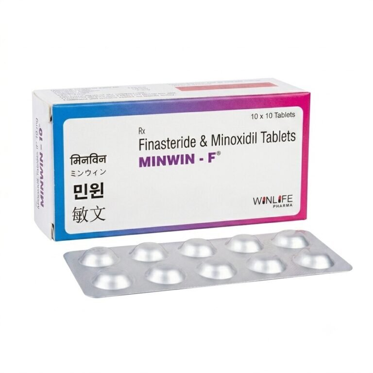 민윈 F 직구 탈모 제품 박스 - 피나스테리드 1mg + 미녹시딜 5mg 복합 탈모 치료제. 털나라 직구몰
